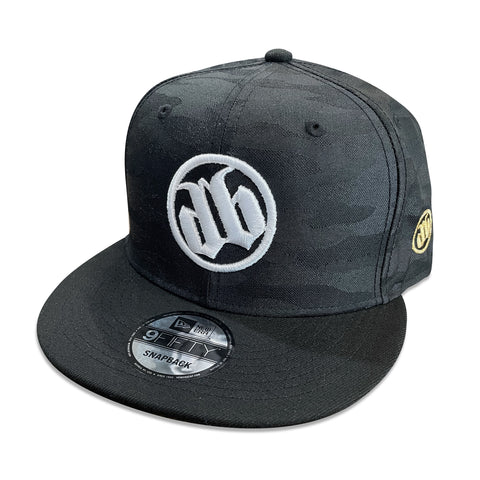 "DB" Camo Snapback - Black Camo/White